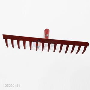 Red Color Metal Head Lawn Garden Rake Hand Tool