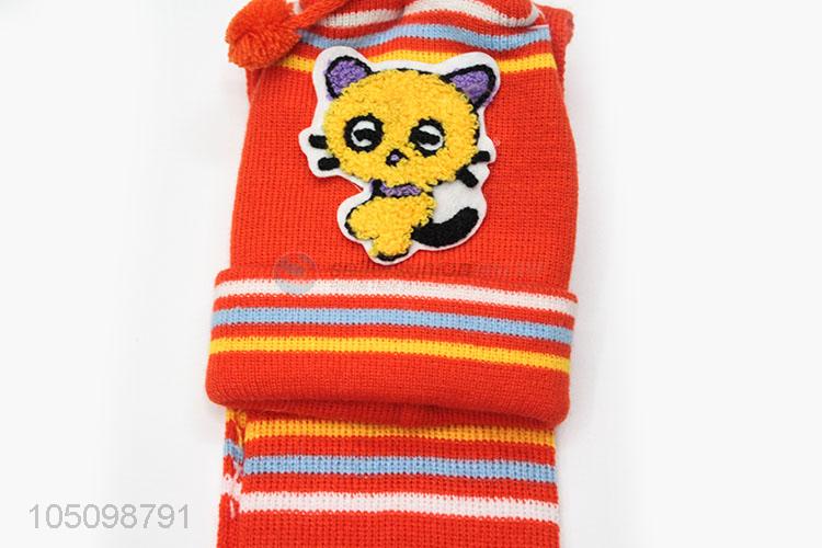 Made In China Cartoon Kids Knitted Winter Hat with Scarf