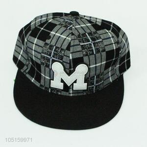 Check Pattern and M Decoration Baseball Hats
