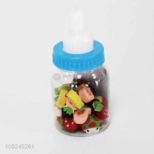 Lowest Price Cute Kawaii Milk Bottle Design Mini Fruit Rubber Eraser