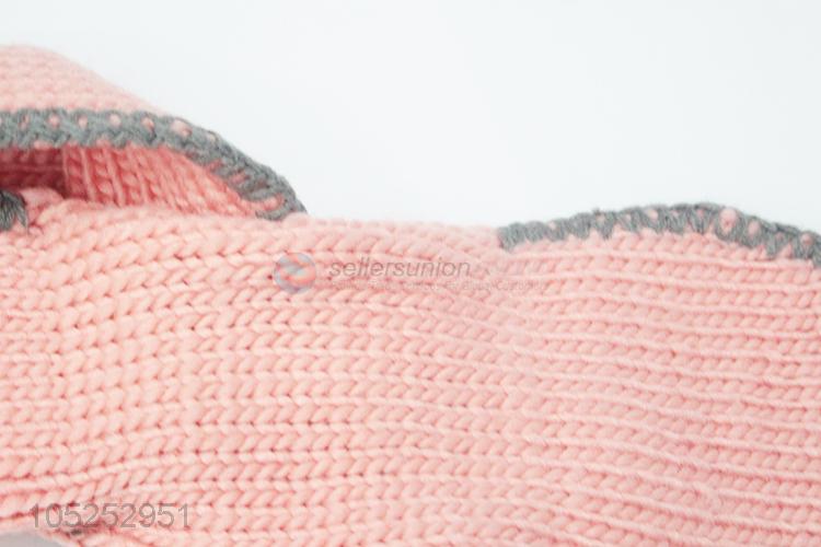 Wholesale custom pink women winter warm knitted scarf