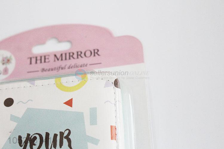 Factory sales portable printed double sided makeup mirror