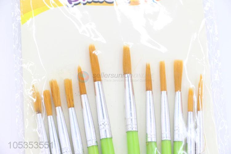 Promotional Gift 12pcs Green Watercolor Drawing Paintbrush Art Supplies