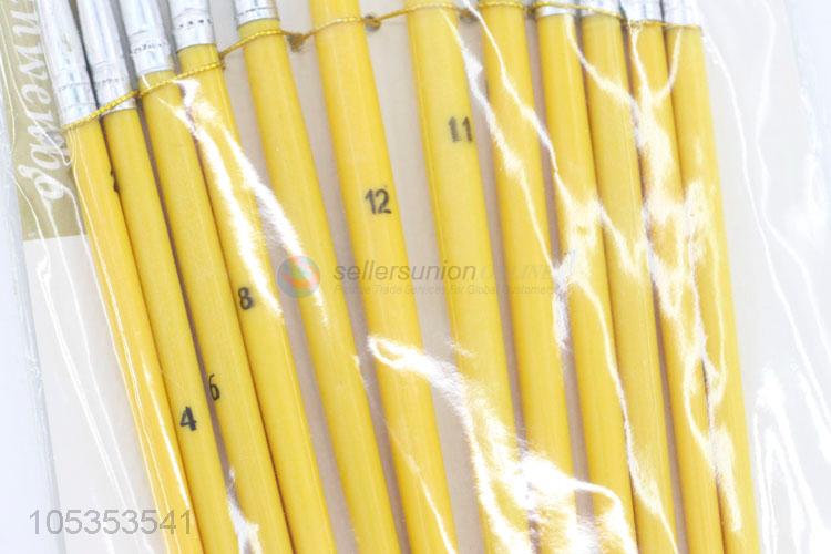 Promotional Item 12pcs Yellow Paint Brushes for Art Student Drawing