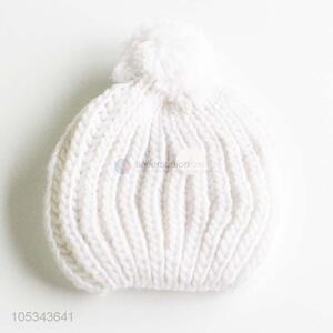 Wholesale white knitted yarn hat for women