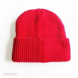 Hot selling red wiinter acrylic knitted caps for women