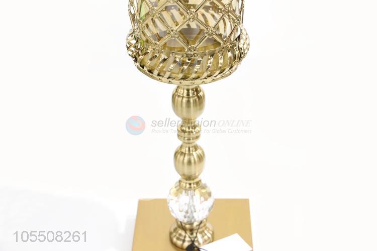 Competitive price exquisite table lamp shape golden metal candle holder