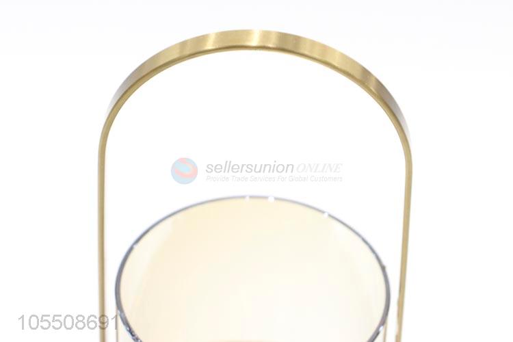Portable modern indoor decor golden metal candle holder