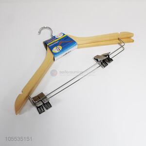 Premium quality wooden clothes rack with iron clips for famiy use