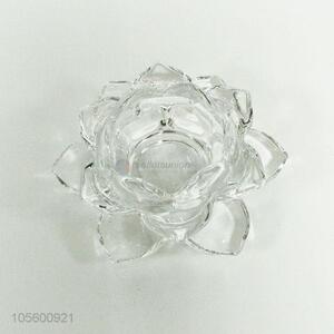 Hot selling lotus shape clear glass candle holder