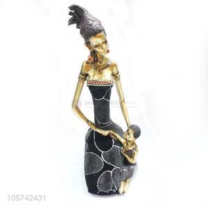 Wholesale Cheap Art Crafts Beautiful African Woman Statue with Kids