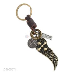 Manufacturer custom wing alloy pendant key chain leather key ring