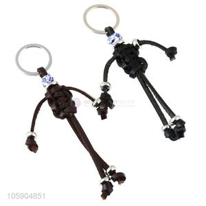 Factory customized retro weaving leather robot key chain