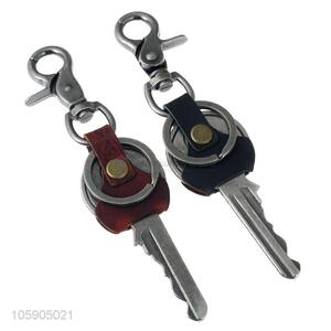 New design leather key chain with retro key shape charms