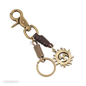 Promotional cheap wheel alloy pendant key chain leather key ring
