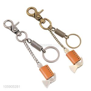 Factory price personalized alloy pendant retro ax leather key chain