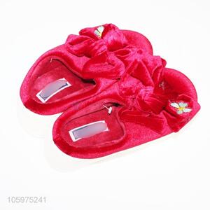 Unique design red home cotton slippers with bow