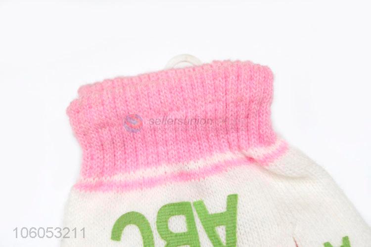 Fashionable winter warm acrylic children knitted gloves