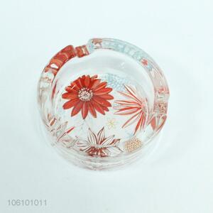 Great sales round flower printing glass <em>ashtray</em>