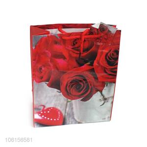 Cheap price rose pattern foldable paper gift bag