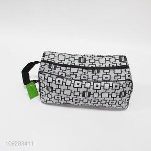 Promotional geometric pattern polyester ladies cosmetic bag
