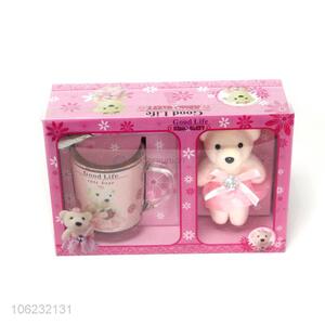 Wholesale Glass Cup and Teddy Bear Valentine's Day Gift Set