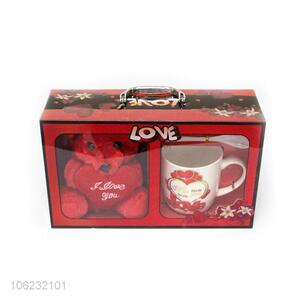 New ceramic cup and teddy bear valentine's day gift set