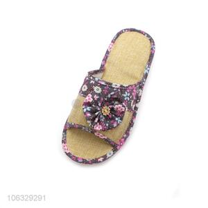 Best Sale Skin-Friendly Linen Lovely Fashion Slippers With Flowers