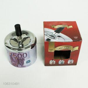 Creative design paper money printed iron ashtray with lid