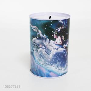 Wholesale kids cylindrical tinplate money box with exquisite printing