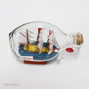 Hot style decorative sailing boat gift glass wishing bottle