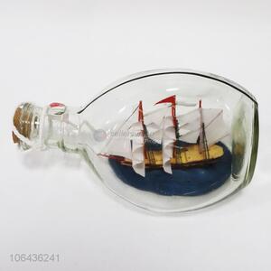 Hot Decorative Glass Pirate Ship Sailing Boat Wishing Drift Bottle