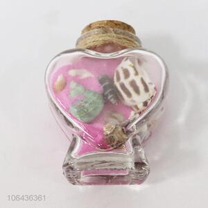 Unique design heart shape wishing glass bottle with cork