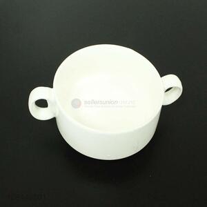 Low price excellent quality blank ceramic bowl with double handles