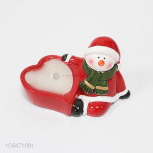 OEM ODM Christmas decoration ceramic candle holder with snowman design