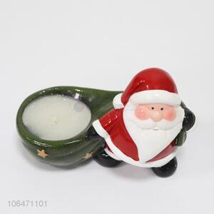 Best quality ceramic candle holder with Father Christmas design
