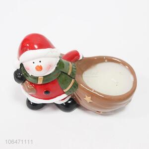 Competitive price Christmas decoration ceramic candle holder with snowman design
