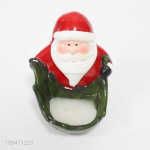 China manufacturer ceramic candle holder with Father Christmas design