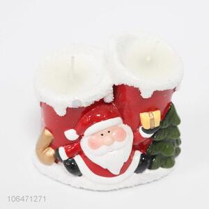 Bulk price ceramic candle holder with Father Christmas design