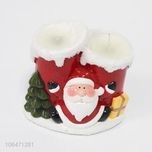 Low price ceramic candle holder with Santa Claus design