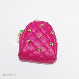 Fashion pu leather rhomboids quilted coin bag with rivets