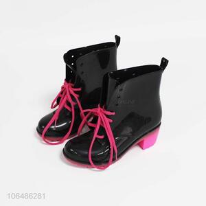 Wholesale PVC Waterproof High-heeled Women Rainshoes