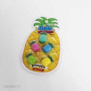 Customized fancy students stationery pineapple shaped erasers