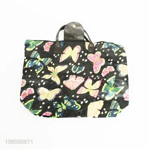 Wholesale delicate butterfly printed satin shopping bag reusable tote bag