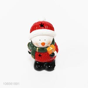 Hot selling Christmas decoration snowman shaped ceramic figurine