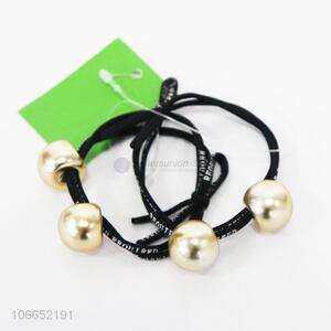 Promotional simple 2pcs round beads hair rings for women