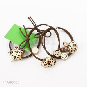 Manufacturer direct sale 3pcs leopard printed acrylic beads hair rings