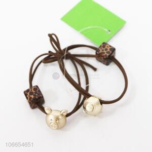 China supplier 2pcs cartoon pig beads hair rings