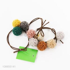 OEM factory 3pcs elastic hair bands with fluffy ball