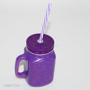 Best Quality Colorful Glass Cup With Straw